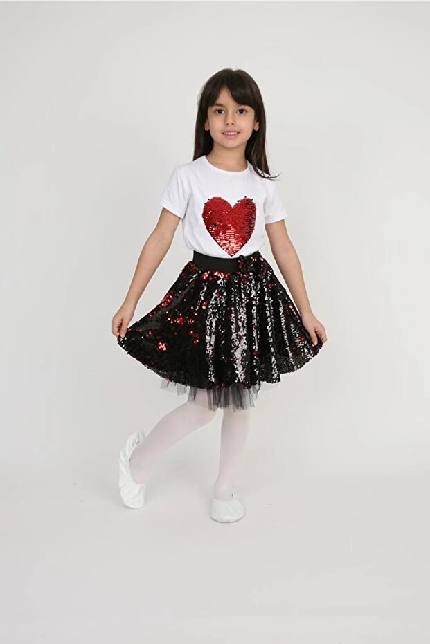 Girl's 23 April 29 October 10 November 19 May Performance Outfit Patterned T-shirt Skirt Set
