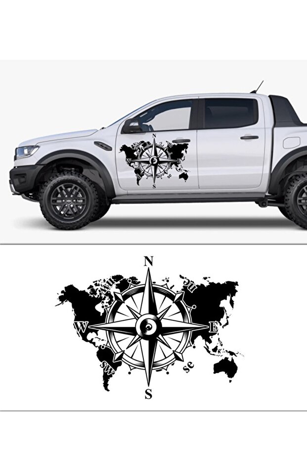 90 X 70 Cm - World Compass Off Road Caravan Sticker