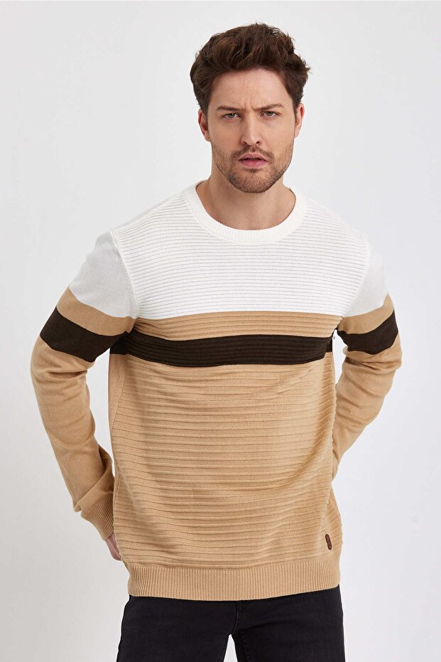 Şeritli Pamuklu Kazak (e22-5705) - 2