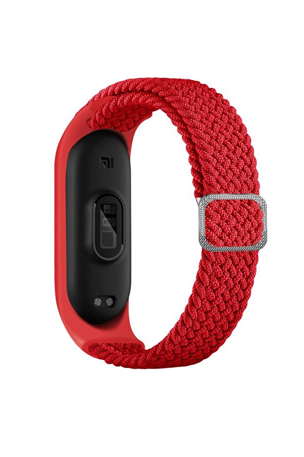 Mixed Strap Wicker Knitted Cord Strap Red Compatible With Xiaomi Mi Band 7