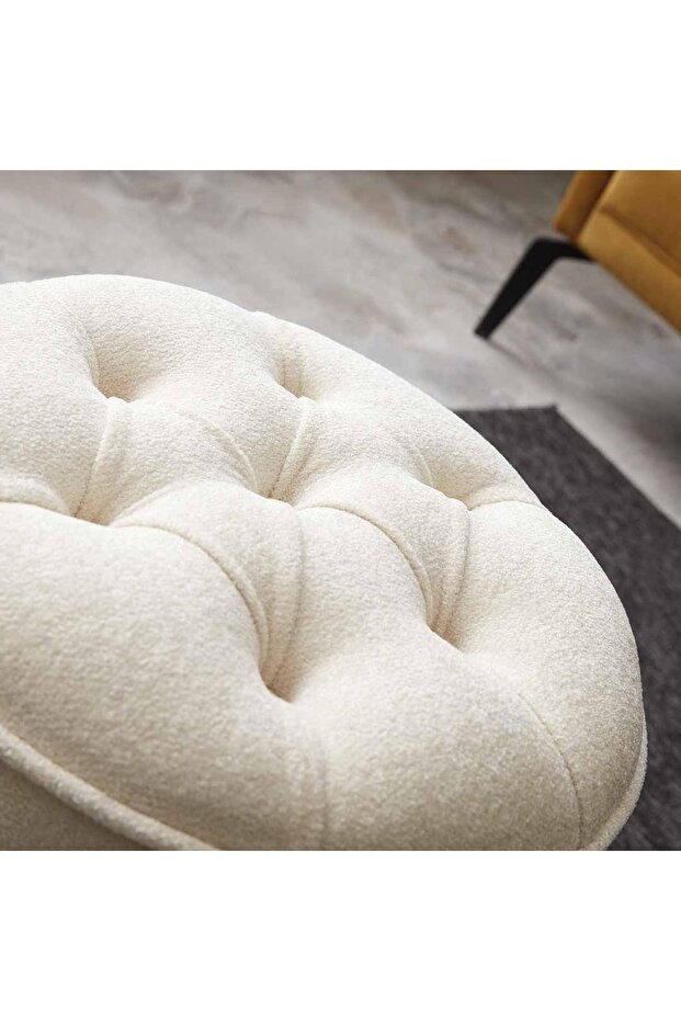 Konik Silindir Puf - Krem - 6