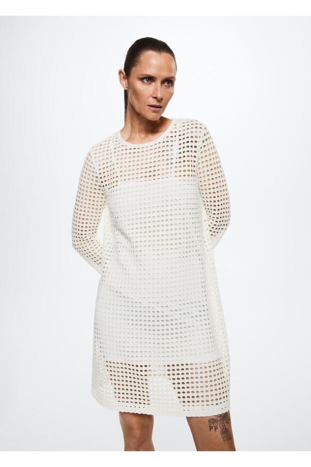 Ajur Örgü Pamuklu Elbise - 1