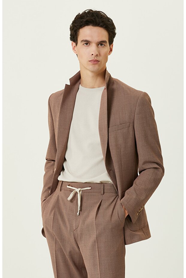 Turuncu Desenli Blazer Ceket - 1