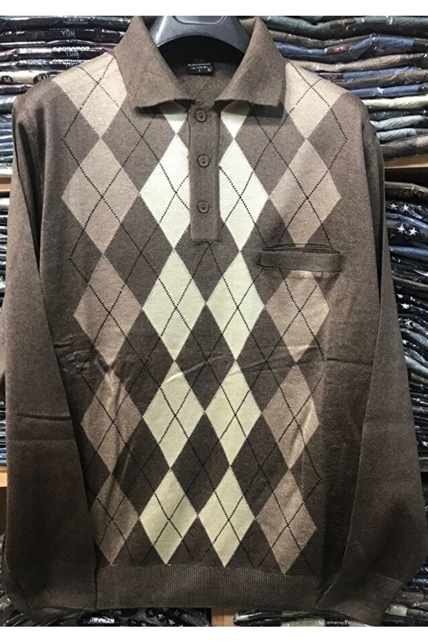 Baba Patterned Fine Knit Buttoned Sweater - 1