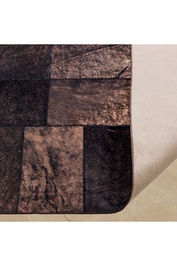 Bronz Varaklı Dana Derisi Patchwork Halı - 4