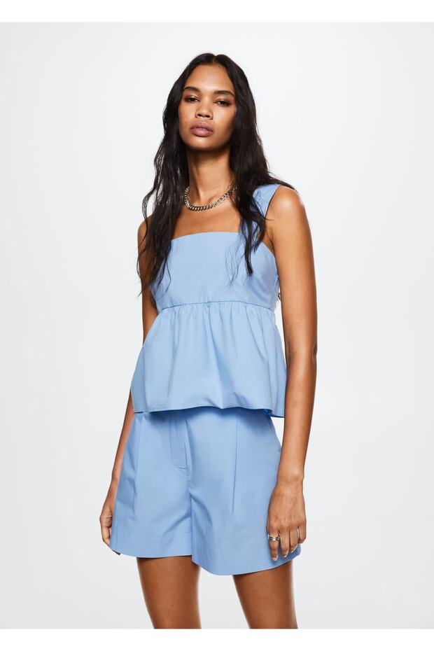 Volanlı Pamuklu Bluz - 1