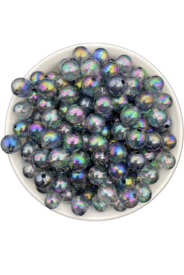 12mm Gray / Smoked / Anthracite Color Janjan Acrylic Ball Beads, Jewelry, Bag Beads (100Gr,~95 Pieces)