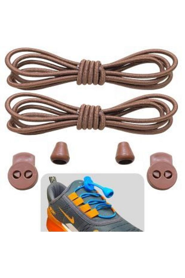 Kahve Akıllı Bağcık, Pratik Lastikli Ayakkabı Bağcığı, Spor, Çocuk, Klasik Ve Bot Bağcığı, 1 Çift - 1