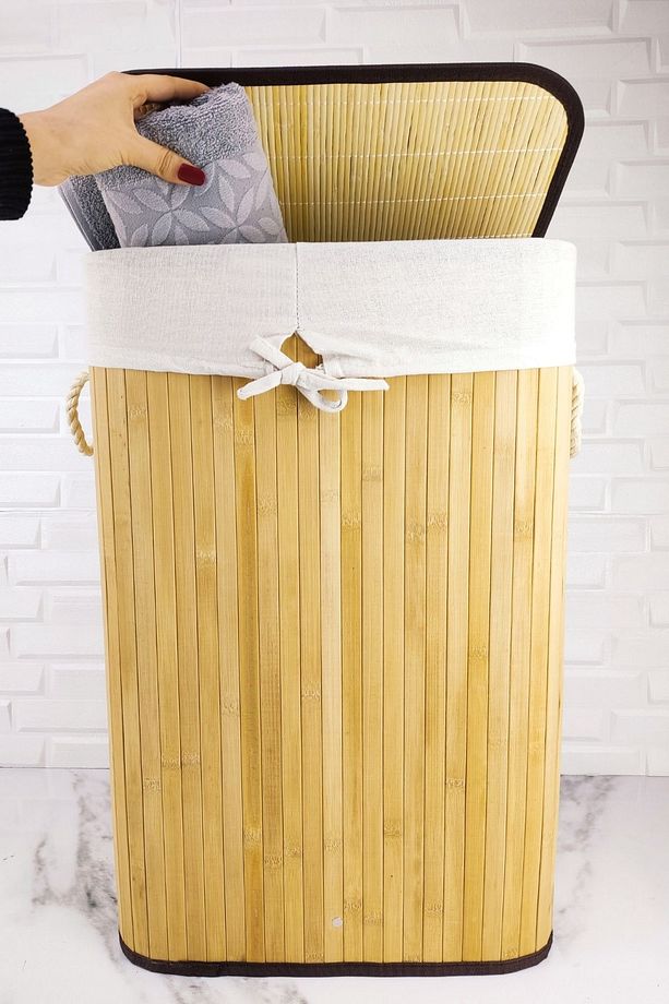 Dikdörtgen Bambu Çamaşır Sepeti Naturel Cl-6002-01 C1-1-121 - 4
