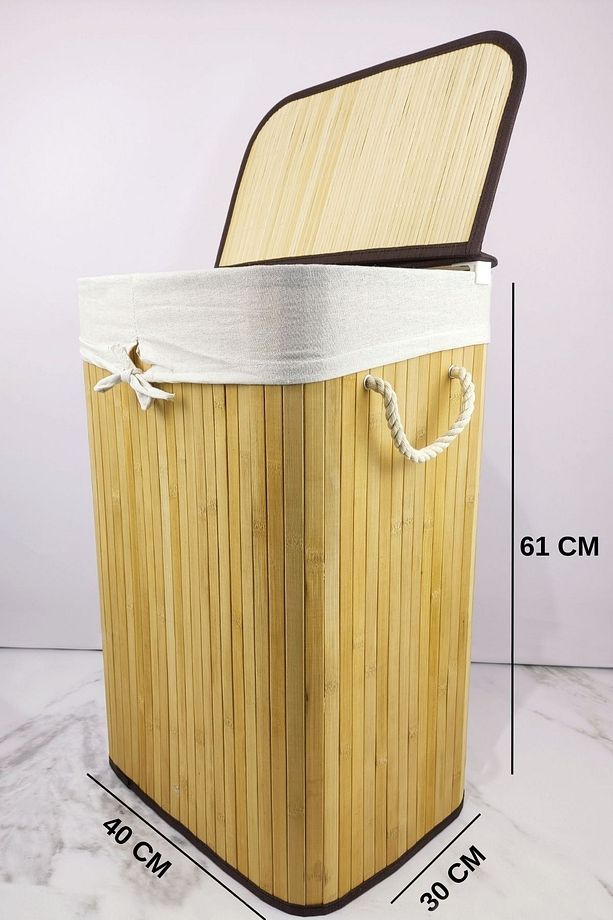 Dikdörtgen Bambu Çamaşır Sepeti Naturel Cl-6002-01 C1-1-121 - 7
