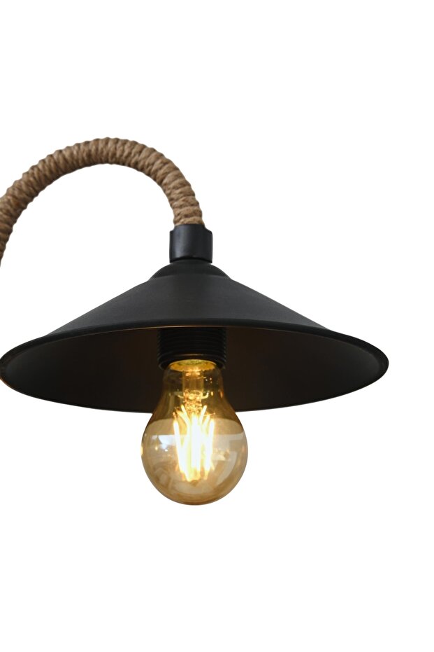 Metal Halat 3'lü Avize - Siyah - 3