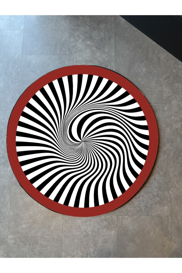 Mira 1062 Round Black Butterfly Themed Woven Base Carpet