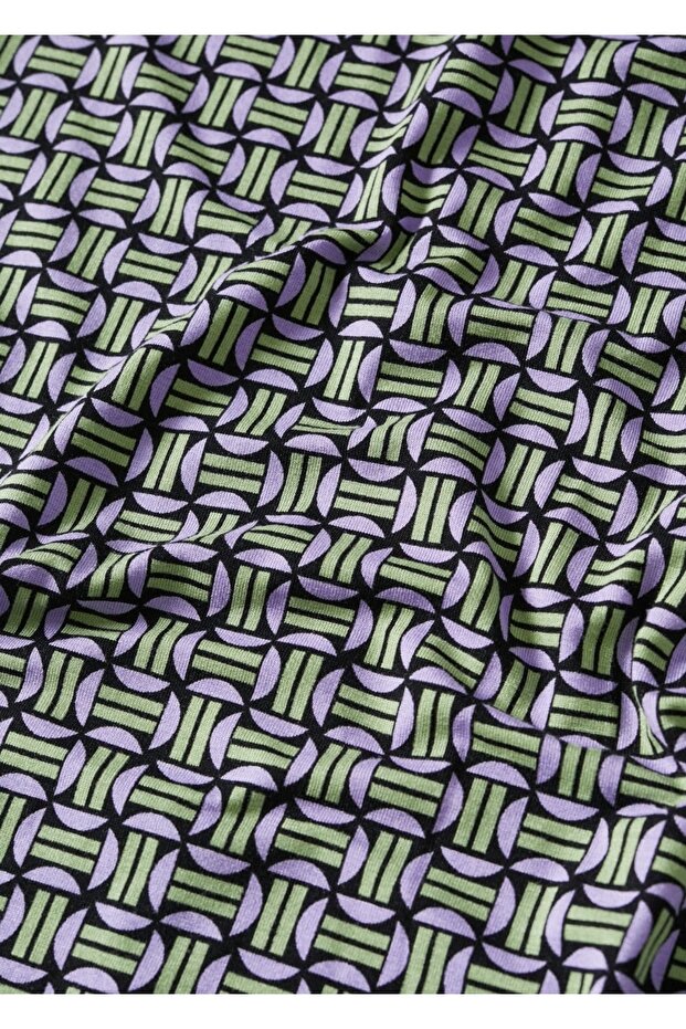 Desenli Kısa Elbise - 8