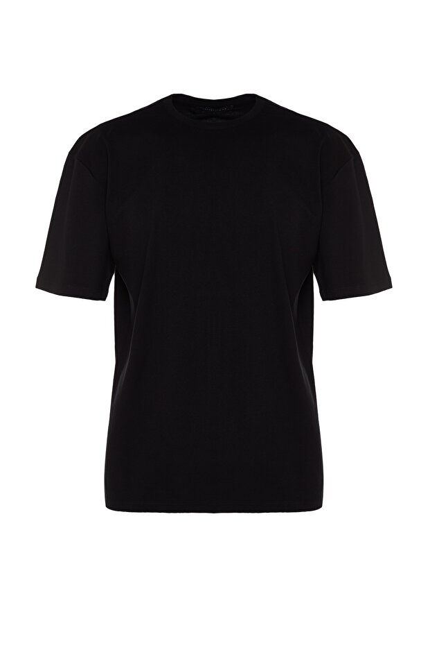 Siyah Basic %100 Pamuklu Relaxed/Rahat Kesim T-Shirt TMNSS22TS0274 - 8