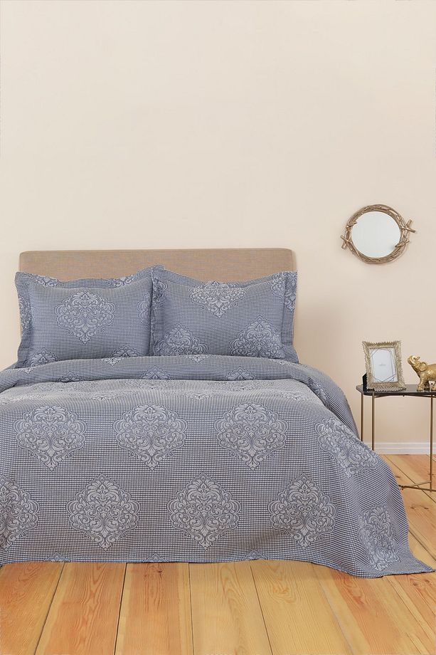 Amelie Indigo Çift Kişilik Yatak Örtüsü Set - 1