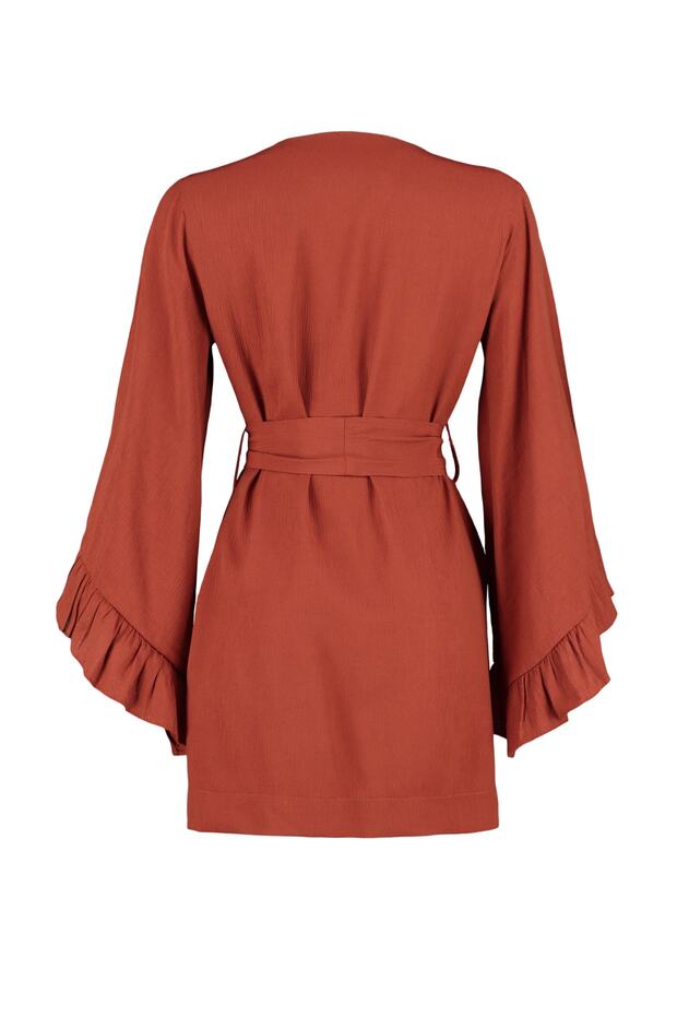 Tarçın Dokuma Plaj Mini Kuşaklı Kimono&Kaftan TBESS21KM0002 - 9