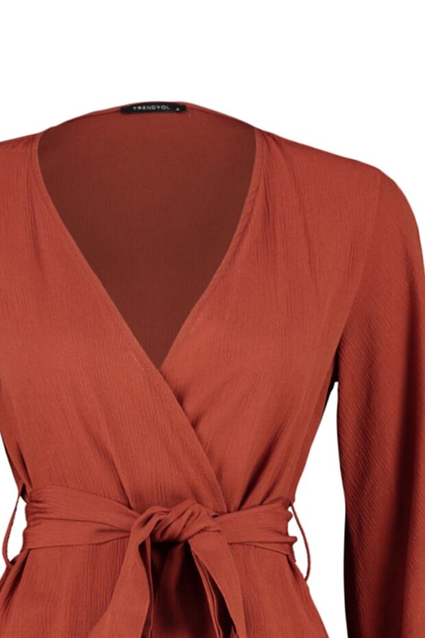Tarçın Dokuma Plaj Mini Kuşaklı Kimono&Kaftan TBESS21KM0002 - 8