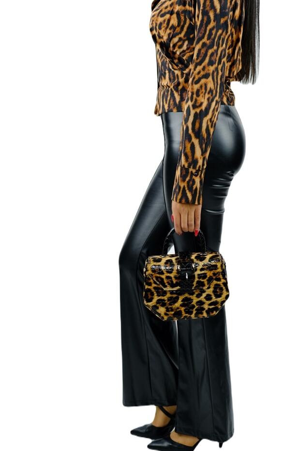 Deri Ispanyol Paça Pantolon Siyah - 6