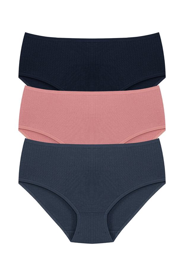 3-Piece Cotton Ribbed High Waist Large Size Women's Panties