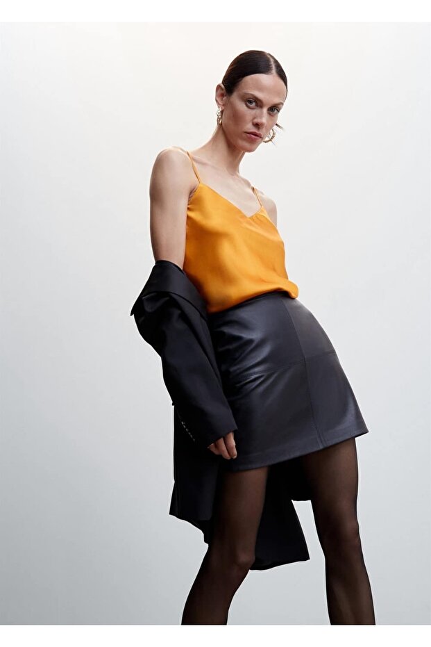 Saten Askılı Bluz - 1