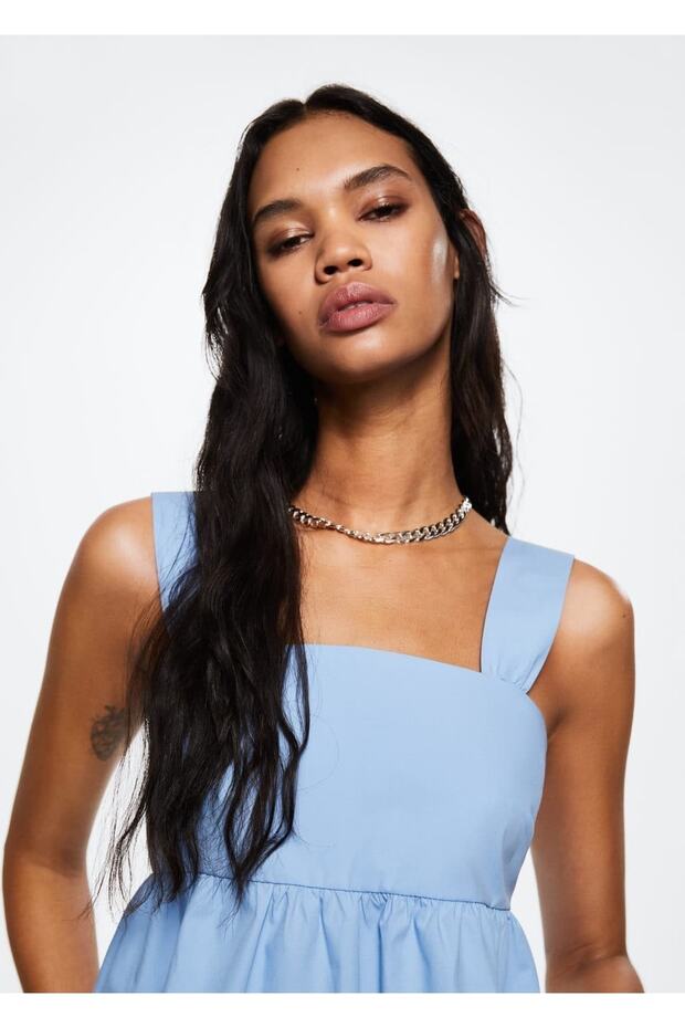 Volanlı Pamuklu Bluz - 7