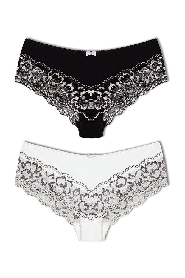 2-Piece Women's Panties with Double Color Ankle Detail
