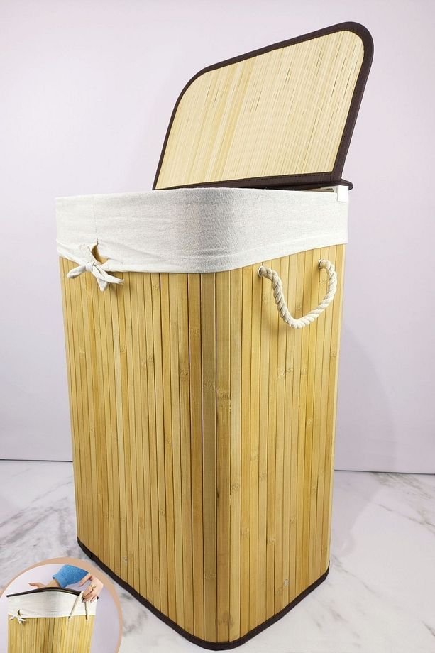 Dikdörtgen Bambu Çamaşır Sepeti Naturel Cl-6002-01 C1-1-121 - 1