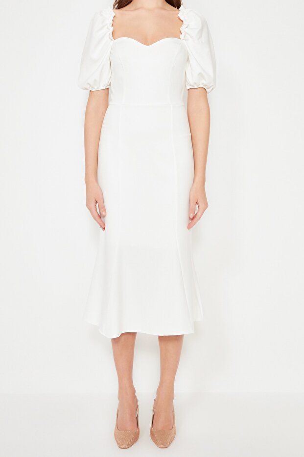 Weißes, gewebtes Abendkleid für die Braut, Abschlussballkleid TPRSS21EL0053 - 5