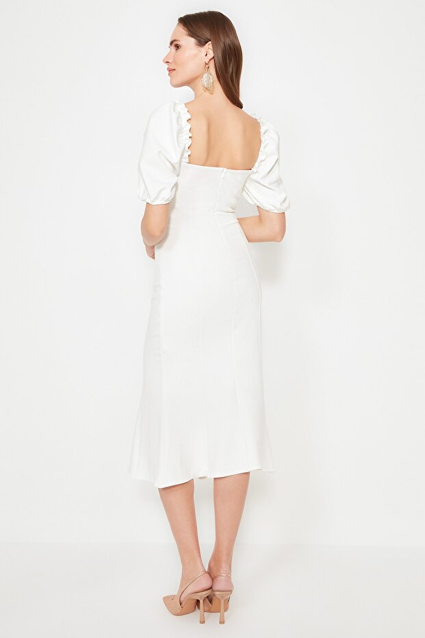 Weißes, gewebtes Abendkleid für die Braut, Abschlussballkleid TPRSS21EL0053 - 6