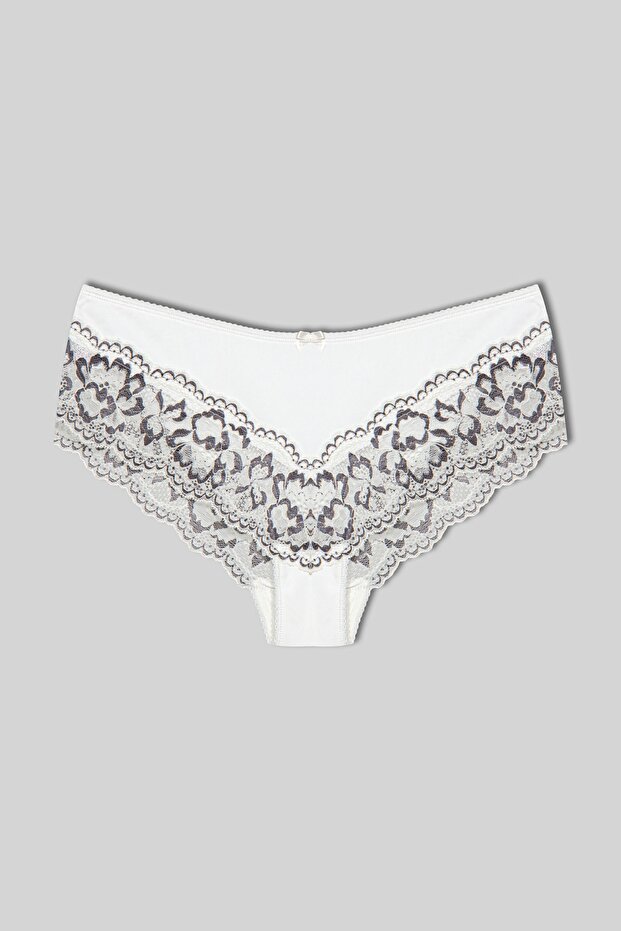 White Double Color Lace Detailed Women's Panties
