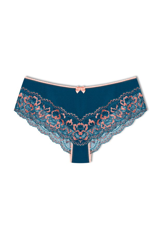 Petrol Double Color Leg Lace Detailed Women's Panties