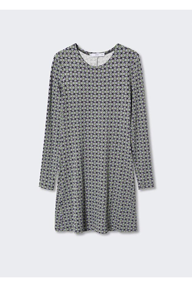 Desenli Kısa Elbise - 3