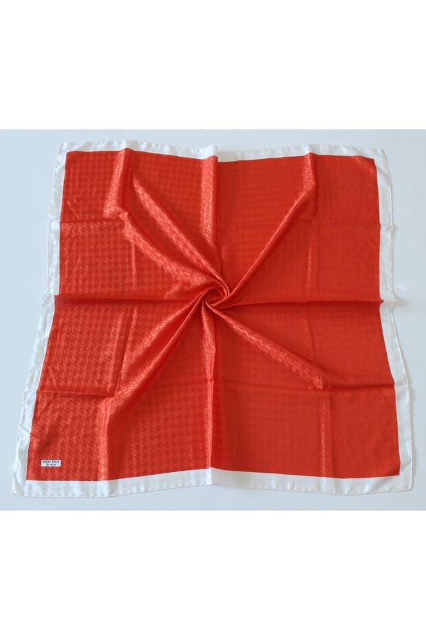 Orange Houndstooth Patterned Monogram Scarf - 1