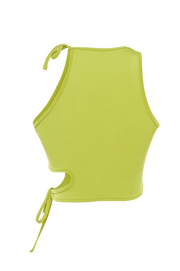 Yağ Yeşil Crop Örme Pencere/Cut Out Detaylı Bluz TPRSS23BZ00026 - 8