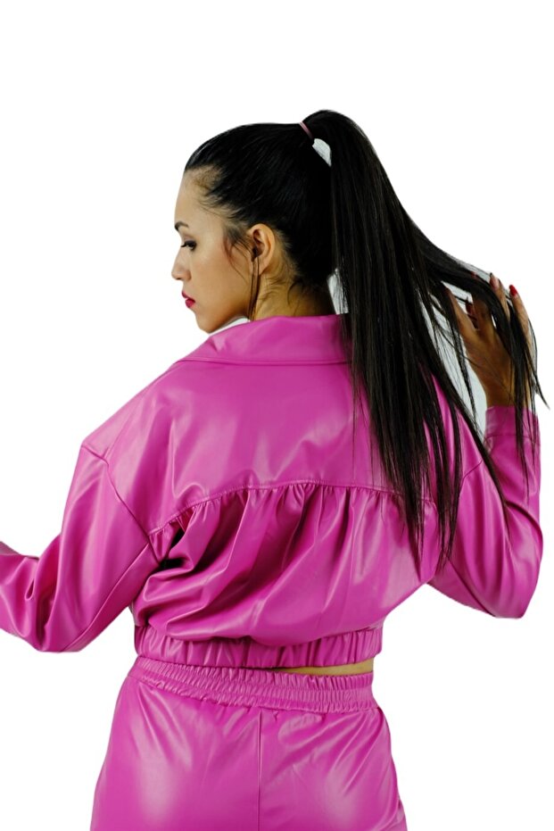 Deri Kargo Model Pantolon Pembe - 6