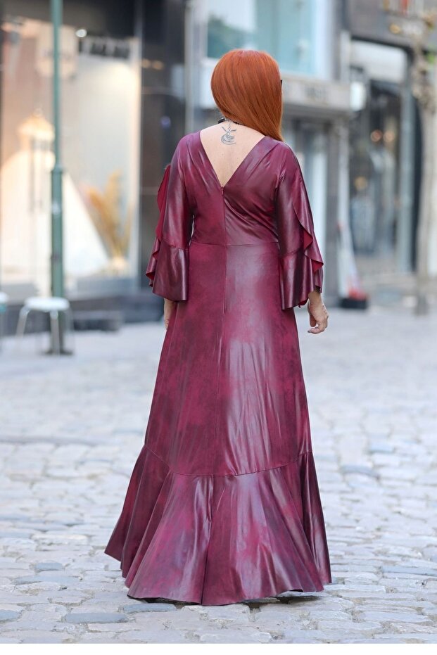 Deri Görünümlü Gypsy Elbise - 5