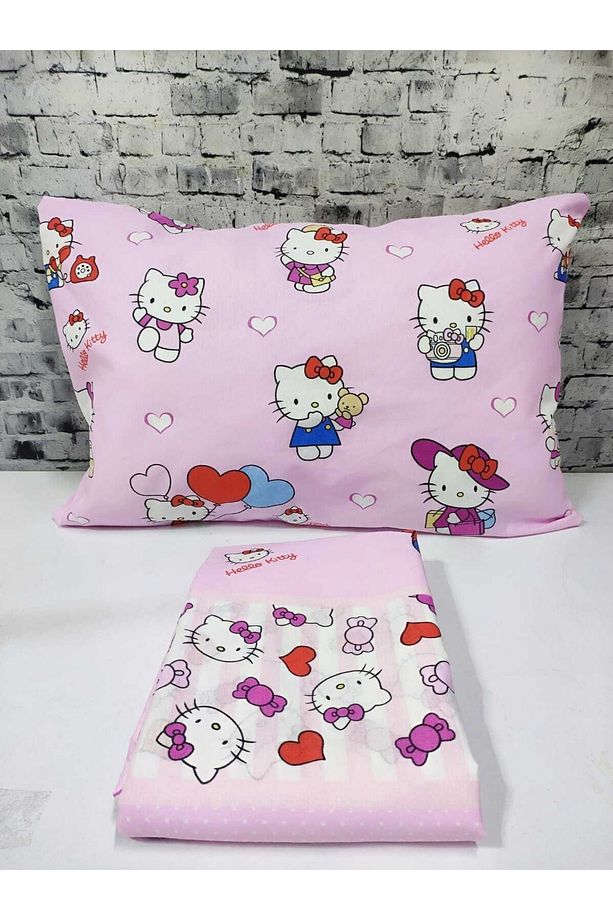 Hello Kitty Pamuklu Kumaş Tek Kişilik Nevresim Seti ( Çarşafsız ) - 1