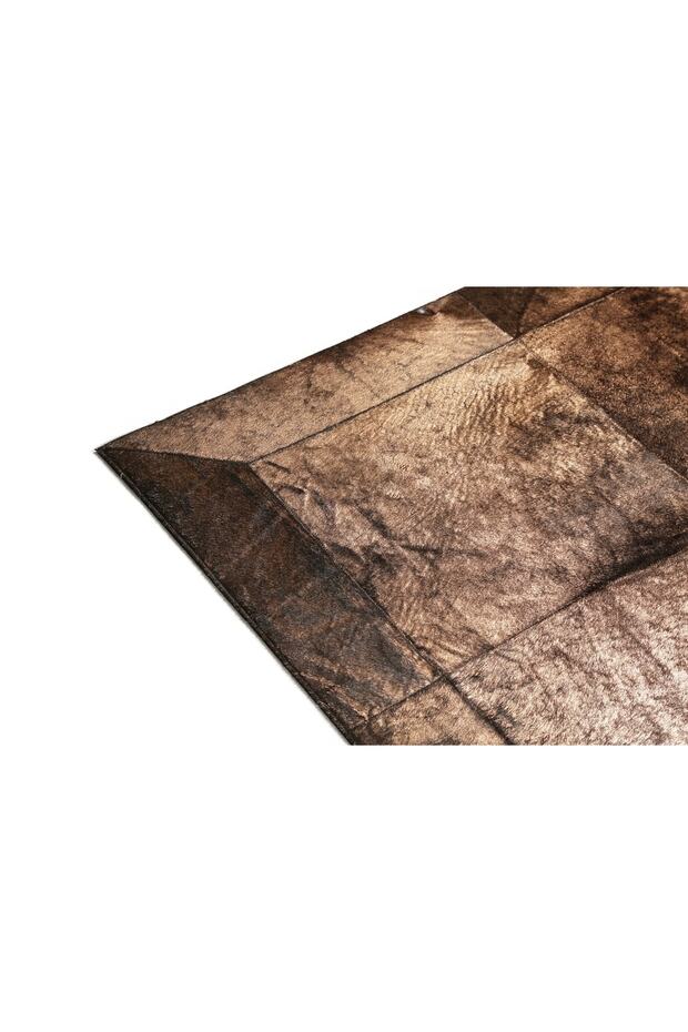 Bronz Varaklı Patchwork Doğal Dana Derisi - 3