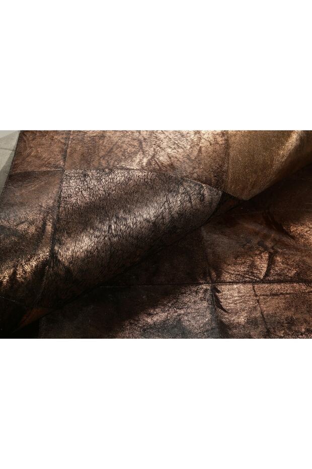 Bronz Varaklı Patchwork Doğal Dana Derisi - 4