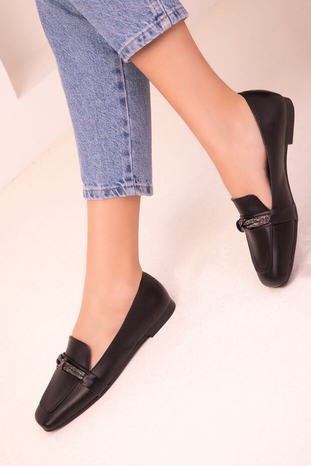 Women's Black Ballerinas 17787