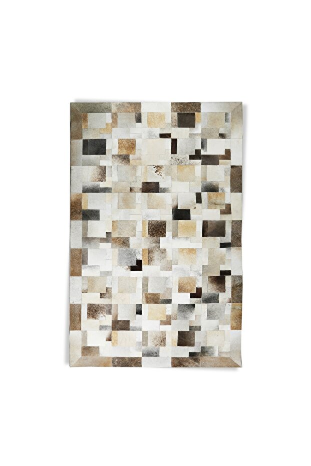 Gri Dana Derisi Patchwork Halı - 1