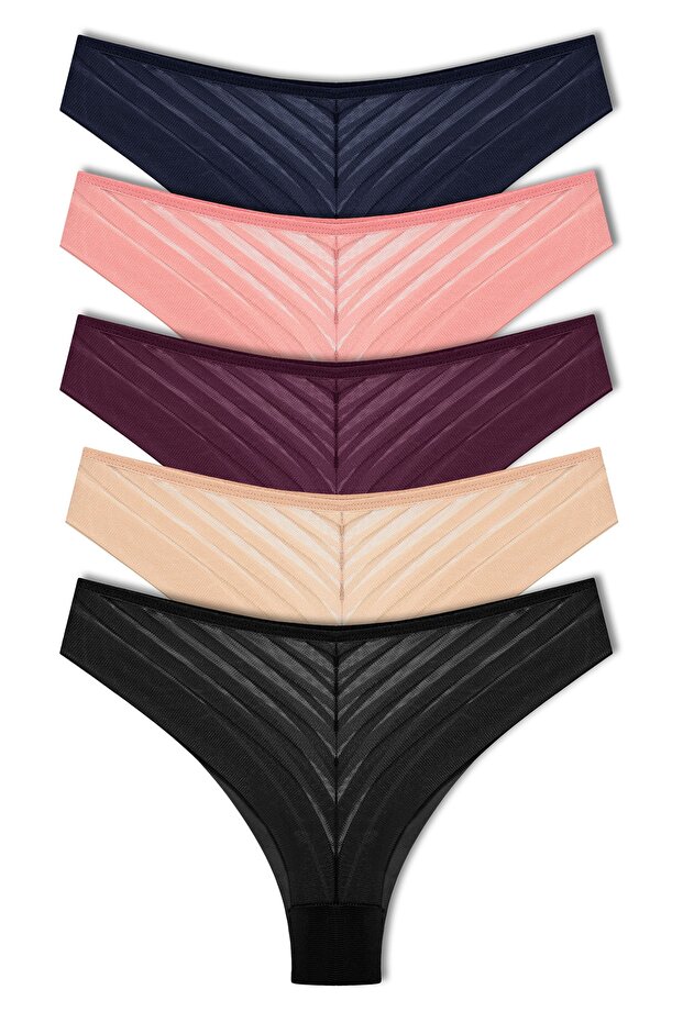 5-Piece Transparent Lace Brazilian Women's Panties