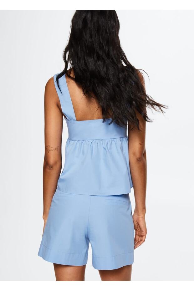 Volanlı Pamuklu Bluz - 4