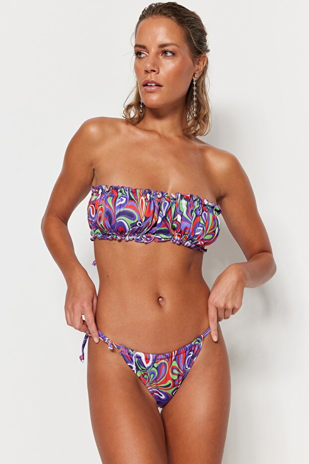 Abstract Patterned Tunnel Regular Leg Bikini Bottom TBESS23BA00292 - 5