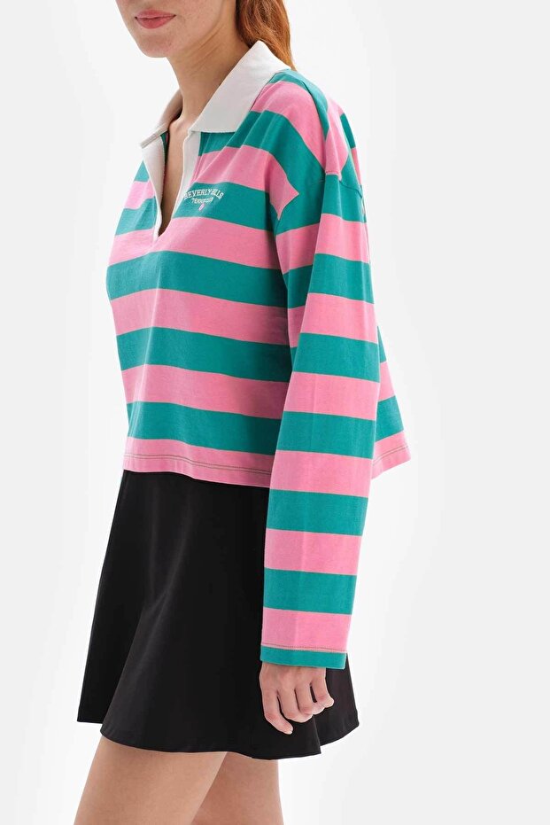 Pembe Active Çizgili Sweatshirt - 3