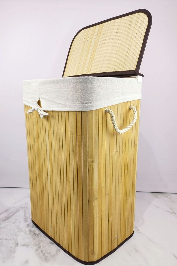 Dikdörtgen Bambu Çamaşır Sepeti Naturel Cl-6002-01 C1-1-121 - 5