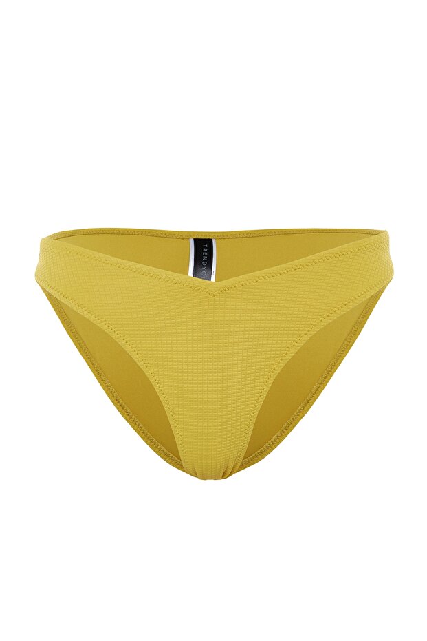 Yağ Yeşili V Kesim Dokulu Normal Paça Bikini Altı TBESS22BA0121 - 6