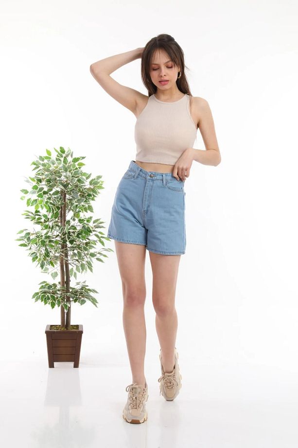 Monera Rosa Yüksel Bel Mini Kot Şort - 3