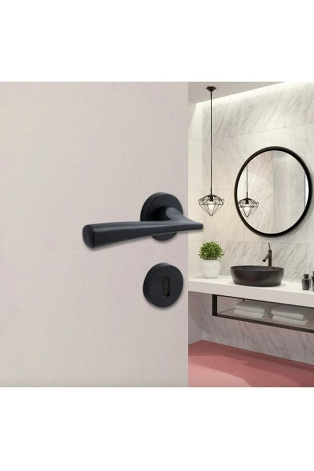 Sofuoğlu Lüx Hazal Mat Siyah Yuvarlak Rozetli (BANYO - WC) Kapı Kolu - Iç Kapı Kol - 3