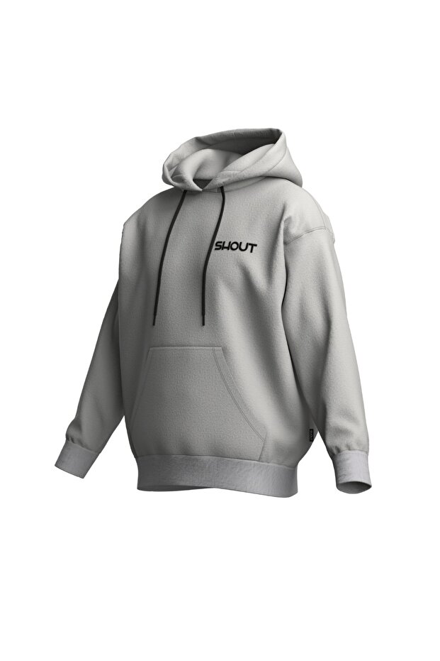 Oversize Basic Grey Unisex Oldschool Hoodie - 2